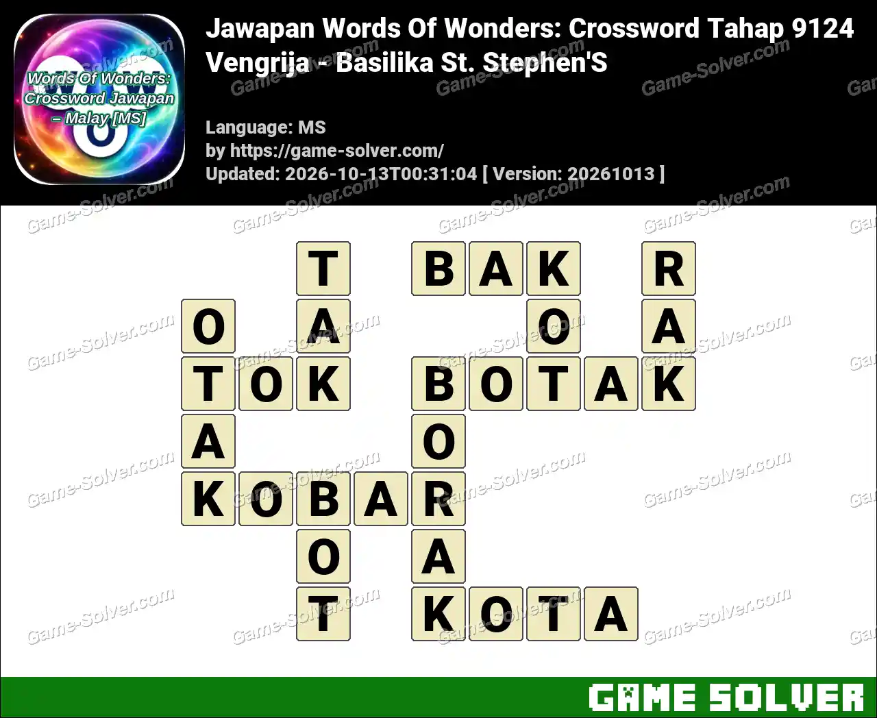 Jawapan Words Of Wonders: Crossword Tahap 9124 – Vengrija – Basilika St. Stephen’S